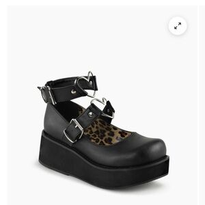 Demonia Sprite-02 Mary Jane Black Platform Buckle Shoes